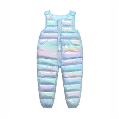 Infant Baby Boys Girls Sleeveless Winter Warm Jumpsuit Cotton Wadded Suspender Ski Bib Pants (Light Blue, 18-24 Months)