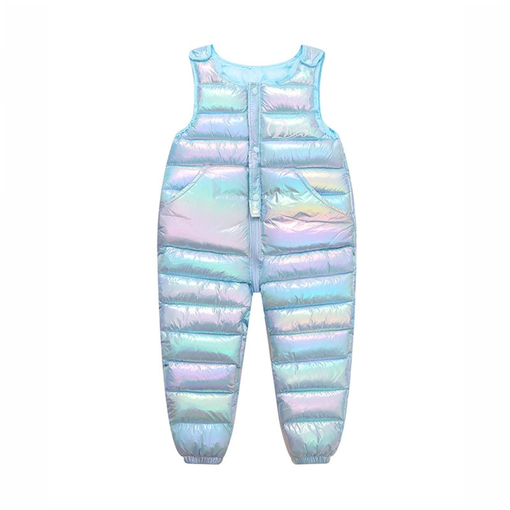Infant Baby Boys Girls Sleeveless Winter Warm Jumpsuit Cotton Wadded Suspender Ski Bib Pants (Light Blue, 18-24 Months)