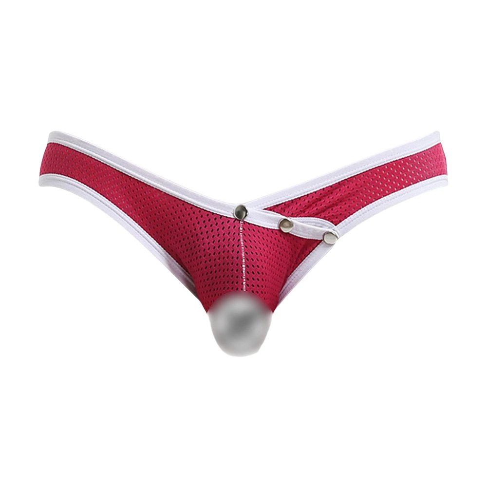 JEsilunmaMY Mens See Through Underwear Low Rise Mesh Breathable Bulge Pouch Panties High Stretch Bikini Briefs Underpants (Red,Medium)