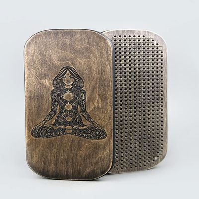 Generic Sadhu Board with Galvanic Dynamic Nails, Birch Wood, Brown, Yoga Nail Board, 29*13.5 cm