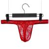 JEsilunmaMY Low Rise T-Back for Men See Through Lace Sheer Sissy G-String Panties Stretch Breathable Thongs Bikini Briefs (Red,X-Large) view 2