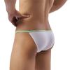 JEsilunmaMY Mens Breathable Bikini Briefs Ice Silk Low Rise Bulge Pouch G-String Thongs Solid Color Stretch Hollow Underwear (White,Small) view 3