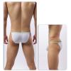 JEsilunmaMY Mens Breathable Bikini Briefs Ice Silk Low Rise Bulge Pouch G-String Thongs Solid Color Stretch Hollow Underwear (White,Small) view 4