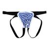 JEsilunmaMY Athletic Supporter Jockstrap for Men Low Waist U Convex Pouch Striped Underwear Stretch Butt-Flaunting Thongs (Blue,Medium)