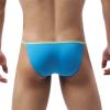 JEsilunmaMY Sexy Hollow Bikini Briefs for Men Ice Silk Low Rise Bulge Pouch Underwear Solid Color Breathable G-String Thongs (Blue,Medium) view 3