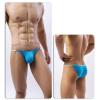 JEsilunmaMY Sexy Hollow Bikini Briefs for Men Ice Silk Low Rise Bulge Pouch Underwear Solid Color Breathable G-String Thongs (Blue,Medium) view 4