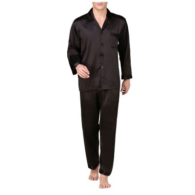 Cambkatl Mens Silk Satin Pajamas Set Classic Long Sleeve Button-Down Shirts Long Pants Sleepwear Two Piece Loungewear
