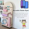 C'ESTBON Movable Home Gym Yoga Mat Storage Racks, Yoga Strap Resistance Bands Dumbbel Yoga Supplies, Space Saving Pegboard, Exercise Equipment for Home (Color : Birch Color) view 3