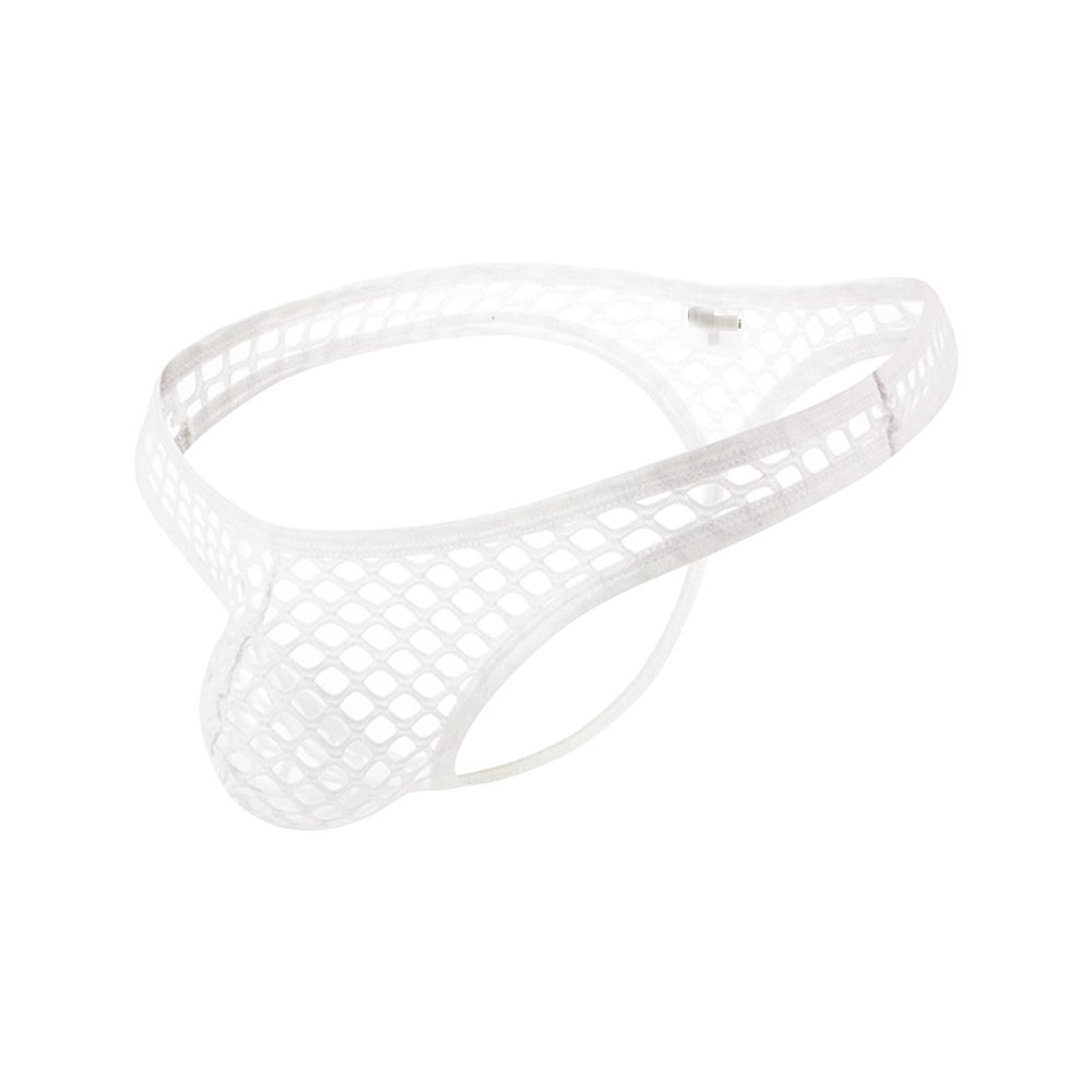 JEsilunmaMY Mens Fishnet Bikini Underwear Low Rise U Convex Pouch T-Back Thong Mesh Hollow Out Transparent G-Strings Panties (White,Large)