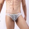 JEsilunmaMY Mens Fishnet Bikini Underwear Low Rise U Convex Pouch T-Back Thong Mesh Hollow Out Transparent G-Strings Panties (White,Large) view 2