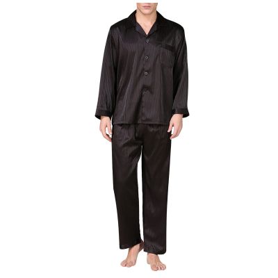 Cambkatl Mens Silk Satin Pajamas Set Classic Long Sleeve Button-Down Shirts Long Pants Sleepwear Two Piece Loungewear