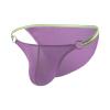 JEsilunmaMY Sexy Hollow Bikini Briefs for Men Ice Silk Low Rise Bulge Pouch Underwear Solid Color Breathable G-String Thongs (Purple,Small) view 1