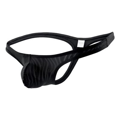 JEsilunmaMY Low Rise Underwear for Men U Convex Pouch Striped Thong Bikini Briefs Breathable Comfortable G-Strings Swimwear (Black,Large)