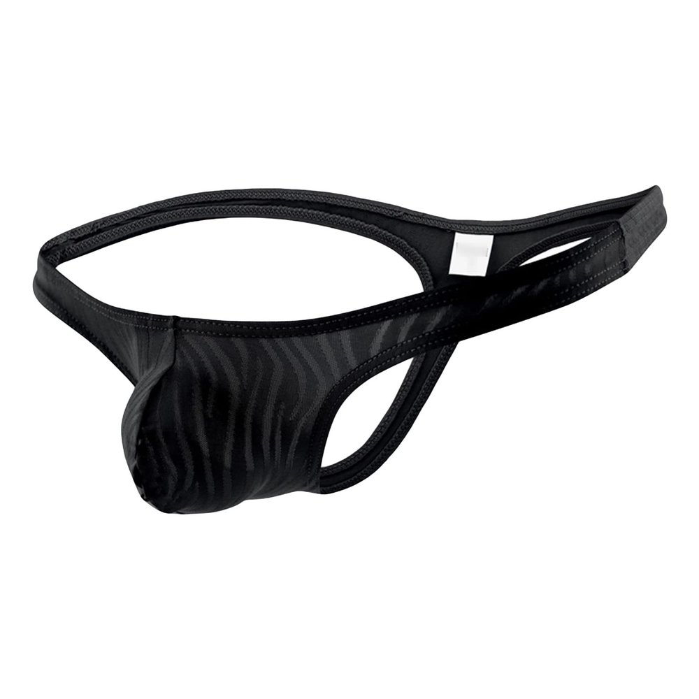 JEsilunmaMY Low Rise Underwear for Men U Convex Pouch Striped Thong Bikini Briefs Breathable Comfortable G-Strings Swimwear (Black,Large)