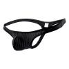 JEsilunmaMY Low Rise Underwear for Men U Convex Pouch Striped Thong Bikini Briefs Breathable Comfortable G-Strings Swimwear (Black,Large) view 1