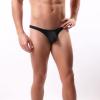 JEsilunmaMY Low Rise Underwear for Men U Convex Pouch Striped Thong Bikini Briefs Breathable Comfortable G-Strings Swimwear (Black,Large) view 3