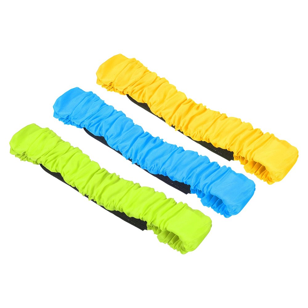 PATIKIL 3 Legged Race Bands Set, 3 Pack Elastic Tie for Outdoor Birthday Party Carnival Relay Game (Blue, Fluorescent Green, Yellow)