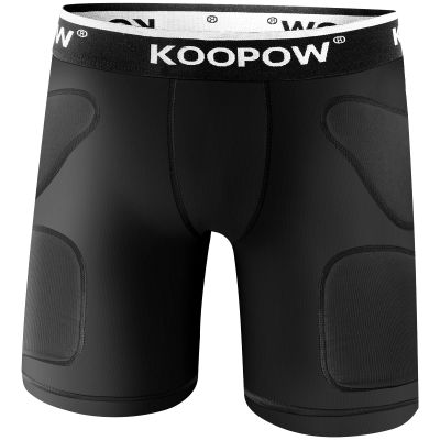 KOOPOW Youth Sliding Shorts Boys Padded Slider Shorts Sliding Pads with Cup Pocket for Baseball, Football, Hockey, Lacrosse Black