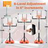 QVUUOU Portable Basketball Hoop & Goal, Outdoor Basketball System with 6.6-10ft Height Adjustment for Youth, Adults (Orange + Metal) view 2