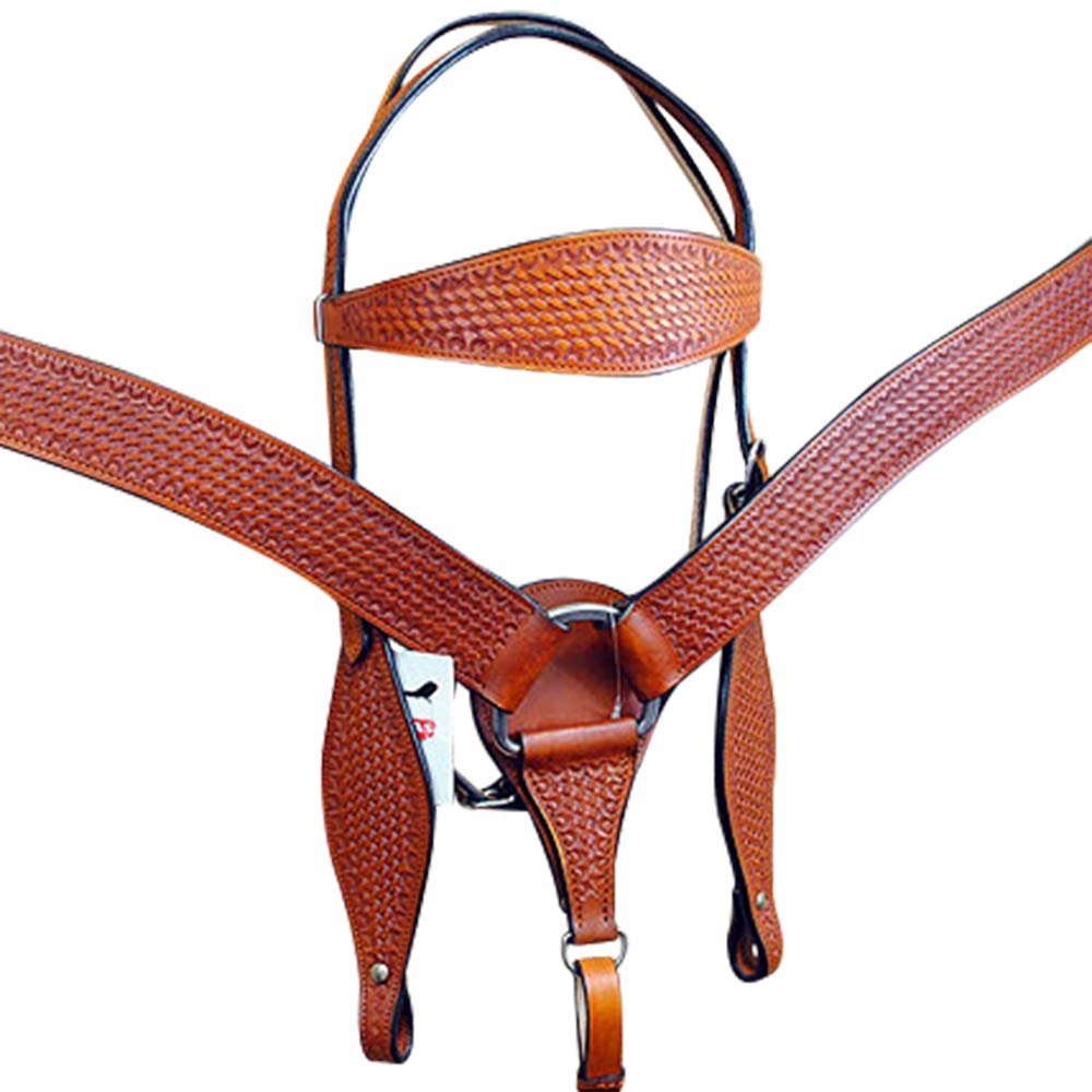HILASON Western Horse Headstall Breast Collar Set Tack Genuine American Leather | Bridle for Horses Headstalls