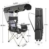 Camping Brothers Camping Chair with Canopy - Beach Chair with Shade for Outdoor Use, Adjustable Sunshade, Cup Holder, Side Pockets - Heavy Duty Folding Chair with Canopy Supports 330 lbs (Navy) view 2