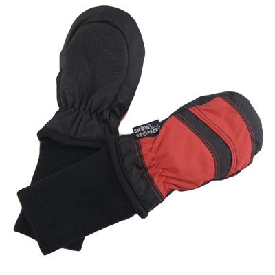 SnowStoppers Waterproof Stay On Winter Mittens with No Thumbs for Infants (Black/Red)
