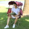 Camping Brothers Beach Chair with Canopy Shade - Outdoor Folding Chair with Full Sun Protection Canopy - Ideal for Camping, Lawn, Sports, Picnic & Beach - Comfortable & Convenient Design (Maroon) view 1