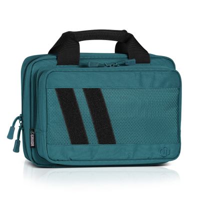Savior Equipment Specialist Series Tactical Double Scoped Handgun Firearm Case Pistol Bag For Outdoor Hunting Shooting Range, Lockable Compartment (Savior Teal, 13" x 9" Double Pistol Case)