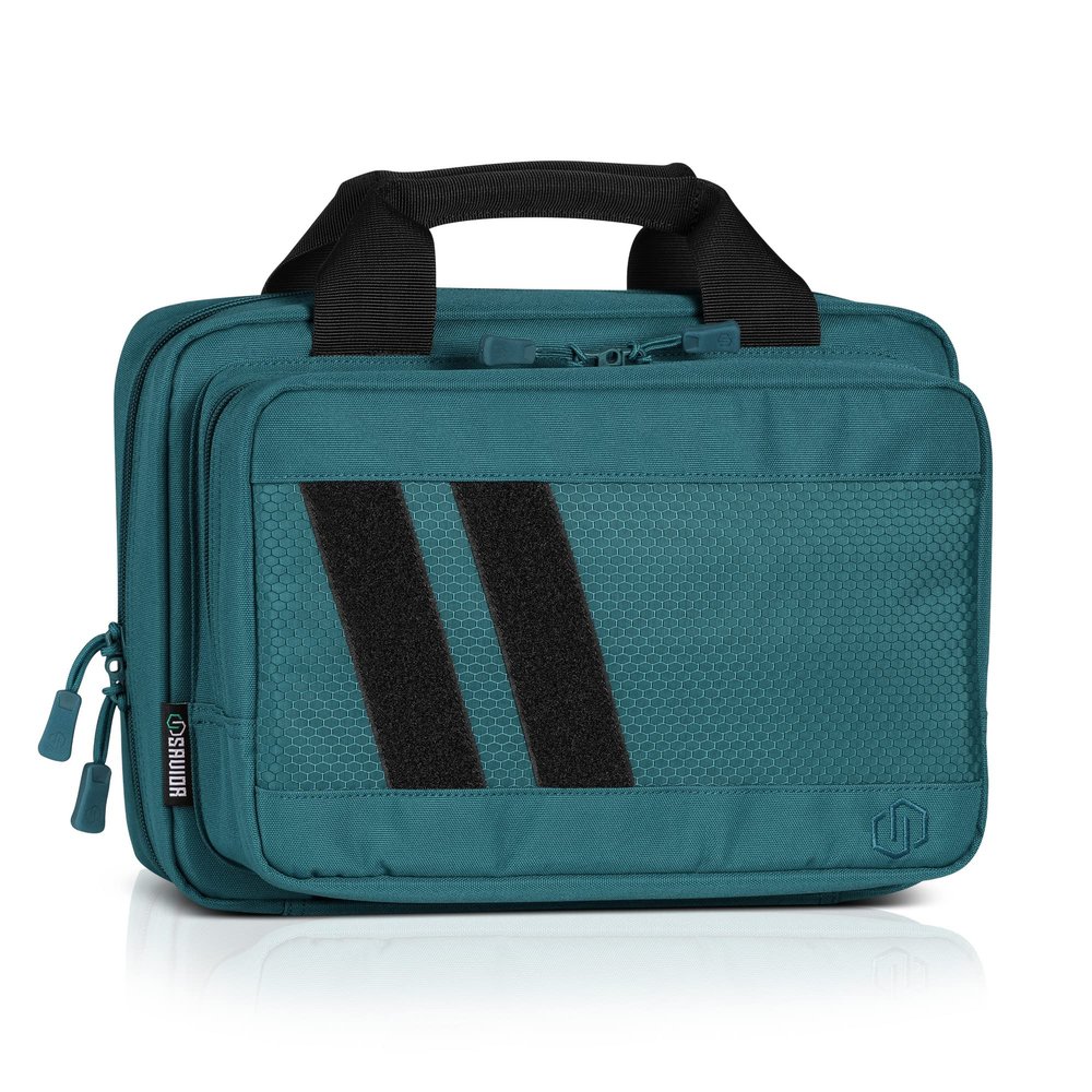 Savior Equipment Specialist Series Tactical Double Scoped Handgun Firearm Case Pistol Bag For Outdoor Hunting Shooting Range, Lockable Compartment (Savior Teal, 13" x 9" Double Pistol Case)