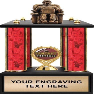Crown Awards 15" 4 Poster Red Stars Fantasy Football Armchair Quarterback Perpetual Trophy Prime
