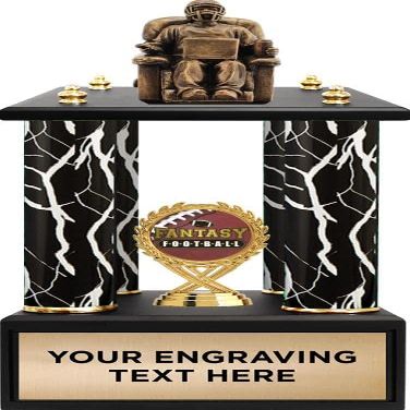 Crown Awards 15" 4 Poster Black Lightning Fantasy Football Armchair Quarterback Perpetual Trophy Prime