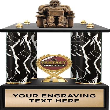 Crown Awards 15" 4 Poster Black Lightning Fantasy Football Armchair Quarterback Perpetual Trophy Prime