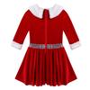 JEEYJOO Kids Girls Long Sleeve Faux Fur Velvet Christmas Costume Ice Figure Skating Twirling Dress Dancewear Red 16 view 4