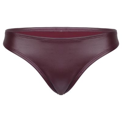 Lejafay Women's High Rise Wetlook PVC Leather Lace Up Shorts Workout Booty Dance Hot Pants 4# Burgundy Small