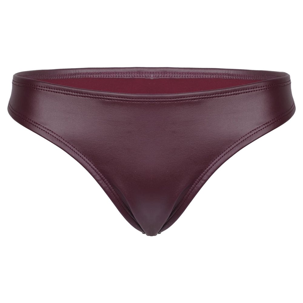 Lejafay Women's High Rise Wetlook PVC Leather Lace Up Shorts Workout Booty Dance Hot Pants 4# Burgundy Small