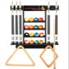 EXTCCT Billiards Pool Cue Rack, Pool Stick Holder Wall Mount Holds 6 Cues and Pool Table Chalk Equipment Accessories, Oak Solid Wooden Billiard Cue Rack for Game Room Club or Men CaveBlack Color view 1