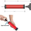 HDNNC Portable Ball Pump, Air Pump, Hand Pump Inflator Kit with 4 Needles 2 Nozzle 1 Extension Hose for Basketball Football Volleyball Soccer - Red view 2