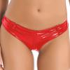 Lejafay Women's High Rise Wetlook PVC Leather Lace Up Shorts Workout Booty Dance Hot Pants 2# Red Large view 1