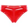 Lejafay Women's High Rise Wetlook PVC Leather Lace Up Shorts Workout Booty Dance Hot Pants 2# Red Large view 3