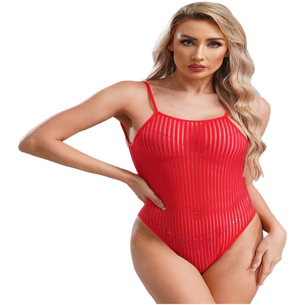 YiZYiF Womens Adult High Cut Thong Bikini Bodysuit Nightwear One Piece Monokini Swimsuit Red C One Size