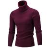 Autumn Winter Sweater Men Turtleneck Sweaters Pullover Slim Knitted Jumper Tops Wine Red XL view 1