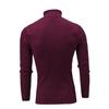 Autumn Winter Sweater Men Turtleneck Sweaters Pullover Slim Knitted Jumper Tops Wine Red XL view 3