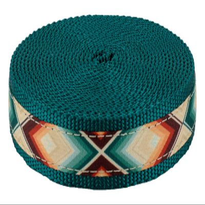 Country Brook Design - Sedona Arrows Ribbon on Teal Nylon Webbing (1 Inch, 20 Yards)