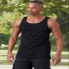 JC DISTRO Mens Basic Elong Longline Drop Cut Scallop-Tail Tank Top Jersey Casual Shirts Black X-Large view 3