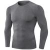 Grey Men's Compression Shirts Long Sleeve, Dry Fit Athletic Workout Gym Shirts Sports Base Layer Top Running T-Shirt view 1