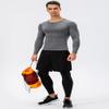 Grey Men's Compression Shirts Long Sleeve, Dry Fit Athletic Workout Gym Shirts Sports Base Layer Top Running T-Shirt view 2