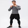 Grey Men's Compression Shirts Long Sleeve, Dry Fit Athletic Workout Gym Shirts Sports Base Layer Top Running T-Shirt view 3