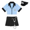YiZYiF Women Sexy Police Officer Uniform Cosplay Lingerie Cop Outfits Latex Bodycon Mini Dress Blue Medium view 4