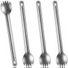 4 Pieces Titanium Long Handle Spork and Spoon Ultralight Portabale Flatware 8.7 Inch Soup Spoon Camping Spork for Outdoor Camping Backpacking Hiking Travel Picnic Tableware (Silver) view 1