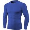 Blue Men's Compression Shirts Long Sleeve, Dry Fit Athletic Workout Gym Shirts Sports Base Layer Top Running T-Shirt view 1